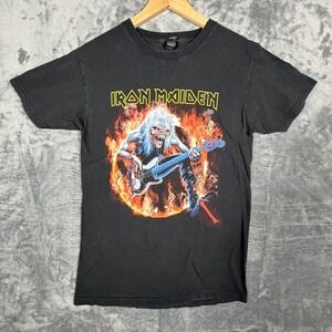 Iron Maiden T-Shirt Mens Size S Black Graphic Tee Heavy Metal Rock Band Concert